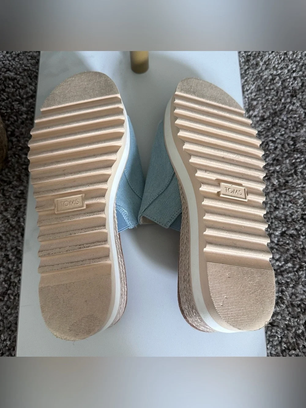 Toms Light Blue Denim Wedges